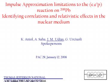 Impulse Approximation limitations to the e,ep reaction on 208Pb