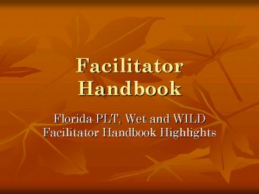 Facilitator Handbook