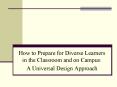 How to Prepare for Diverse Learners in your Classroom and on Campus: A Universal Design Approach PowerPoint PPT Presentation