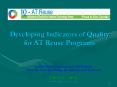Developing Indicators of Quality for AT Reuse Programs PowerPoint PPT Presentation