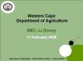 Western Cape Department of Agriculture MEC JJ Dowry PowerPoint PPT Presentation