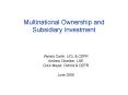 Multinational Ownership and Subsidiary Investment PowerPoint PPT Presentation