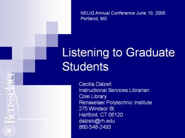 Listening to Graduate Students