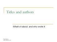 Titles and authors