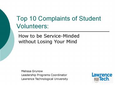 Top 10 Complaints of Student Volunteers: