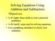 Solving Equations Using Addition and Subtraction