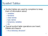 Symbol Tables