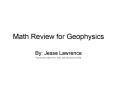 Math Review for Geophysics PowerPoint PPT Presentation