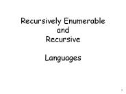Recursively Enumerable and Recursive Languages