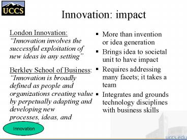 Innovation: impact