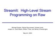 StreamIt: High-Level Stream Programming on Raw