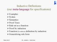Inductive Definitions (our meta-language for specifications)
