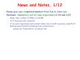 News and Notes, 1/12 PowerPoint PPT Presentation