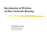 Introduction to Wireless AdHoc Networks Routing