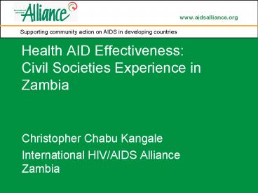 Health AID Effectiveness: Civil Societies Experience in Zambia
