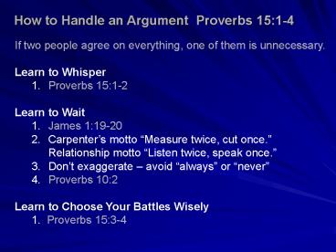 How to Handle an Argument Proverbs 15:14