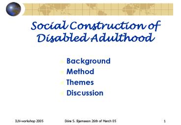 Social Construction of Disabled Adulthood