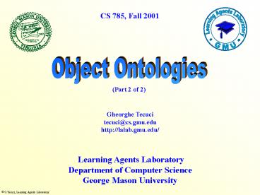 Learning Agents Laboratory Department of Computer Science