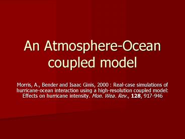 An AtmosphereOcean coupled model