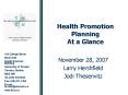 Health Promotion Planning At a Glance PowerPoint PPT Presentation
