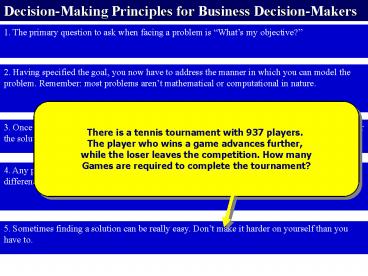 DecisionMaking Principles for Business DecisionMakers