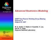 Advanced Neutronics Modeling