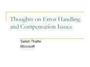 Thoughts on Error Handling and Compensation Issues