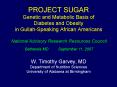 PROJECT SUGAR Genetic and Metabolic Basis of Diabetes and Obesity in GullahSpeaking African American PowerPoint PPT Presentation