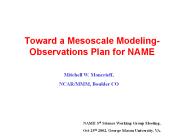 Toward a Mesoscale Modeling-Observations Plan for NAME