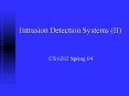 Intrusion Detection Systems II PowerPoint PPT Presentation