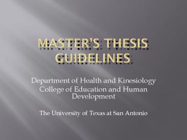 Masters Thesis Guidelines