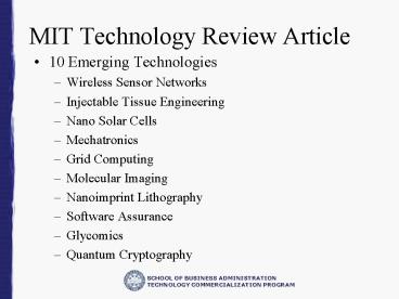 MIT Technology Review Article