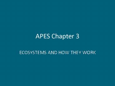 APES Chapter 3