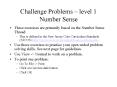 Challenge Problems level 1 Number Sense PowerPoint PPT Presentation