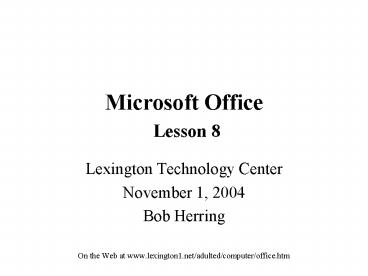 Microsoft Office Lesson 8