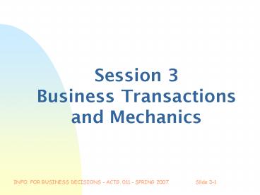INFO. FOR BUSINESS DECISIONS - ACTG. 011 - SPRING 2007Slide 3-1