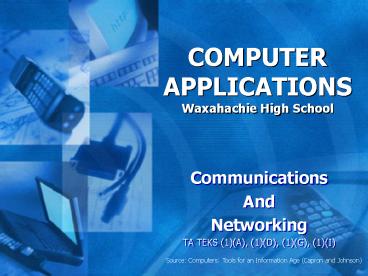 COMPUTER APPLICATIONS Waxahachie High School