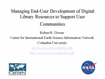 Managing End-User Development of Digital Library Resources to Support User Communities