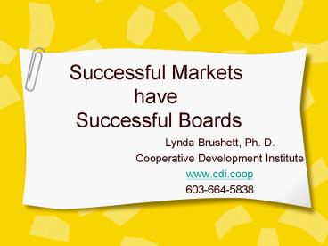 Successful Markets have Successful Boards