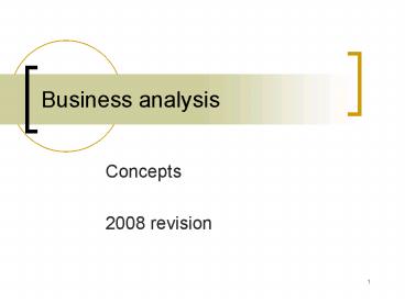 Business analysis