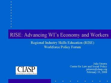 RISE: Advancing WIs Economy and Workers