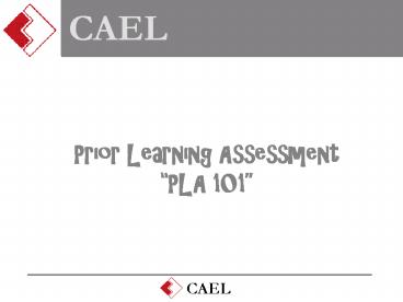 Prior Learning Assessment 