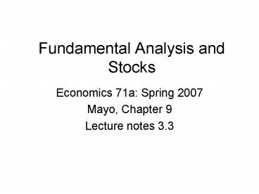 Fundamental Analysis and Stocks