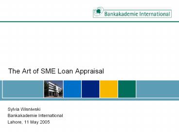 The Art of SME Loan Appraisal