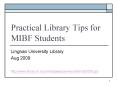 Practical Library Tips for MIBF Students PowerPoint PPT Presentation