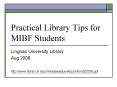 Practical Library Tips for MIBF Students PowerPoint PPT Presentation