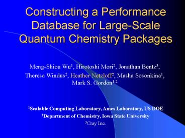 Constructing a Performance Database for LargeScale Quantum Chemistry Packages