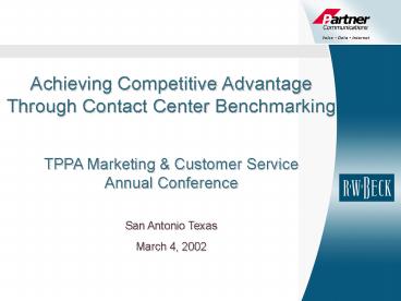 Call Center Benchmarking and Best Practices