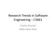 Research Trends in Software Engineering CS661 PowerPoint PPT Presentation