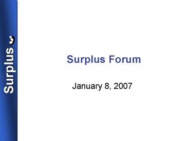 Surplus Forum